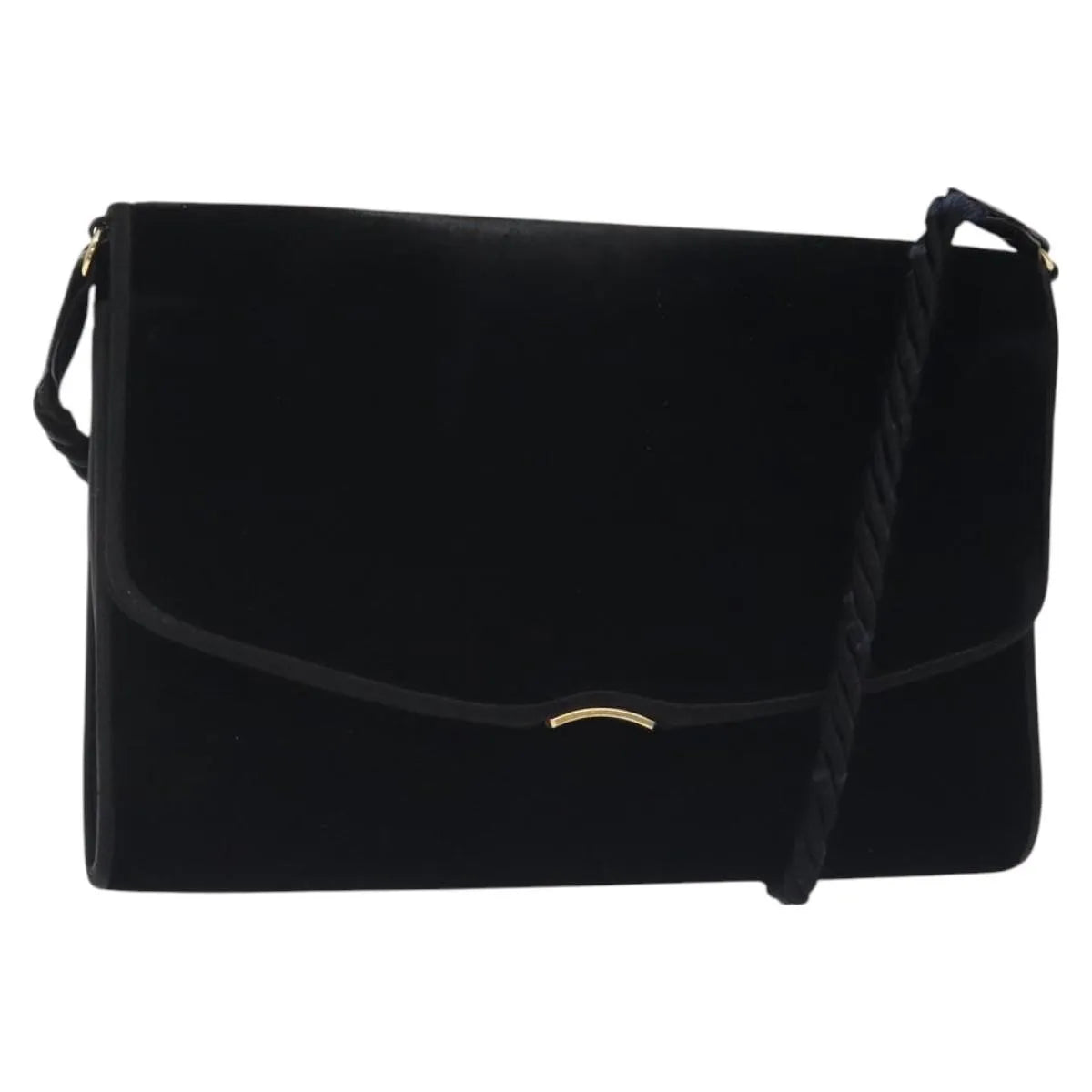 Gucci Vintage Flap Velvet, Black, Velvet, Shoulder Bag