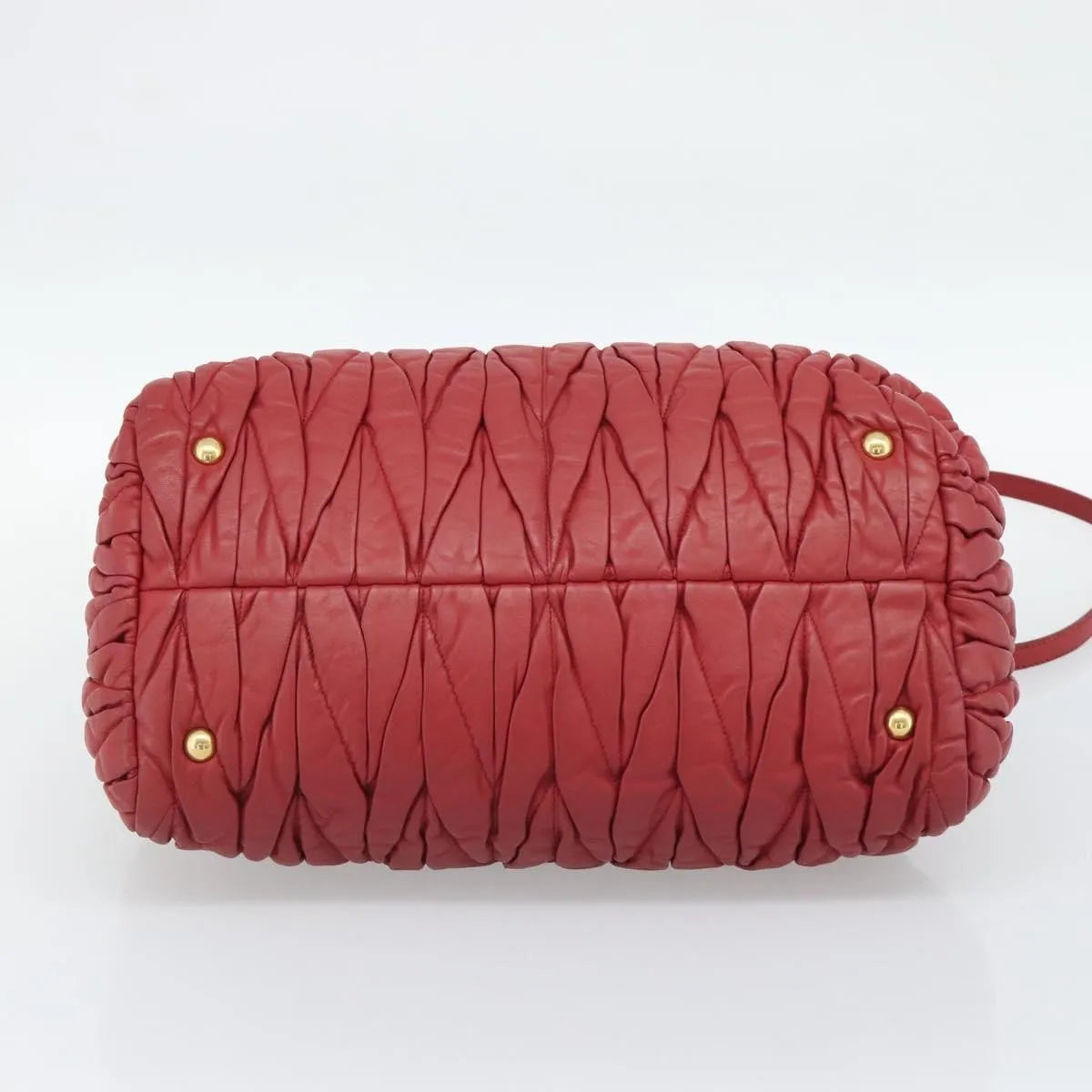 Miu Miu Matelassé Nappa Leather Top Handle Bag Leather, Red, Leather, Shoulder Bag