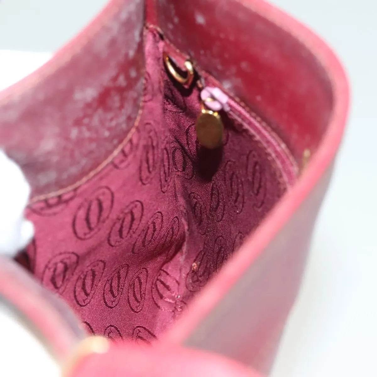 cartier Vintage must de Cartier Leather, Burgundy, Leather, Shoulder Bag