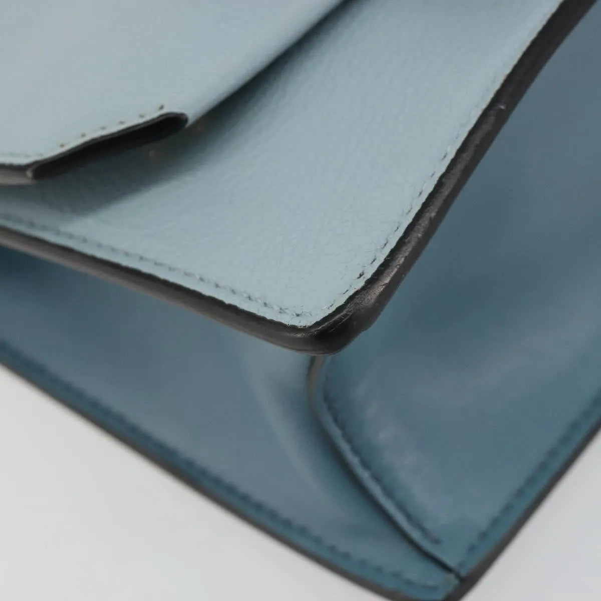 Miu Miu Madras Crystal Buckle Leather, Blue, Leather, Shoulder Bag