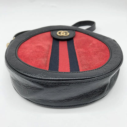 Gucci Ophidia Round Cross Body Suede and leather, Red, Canvas, Crossbody Bag