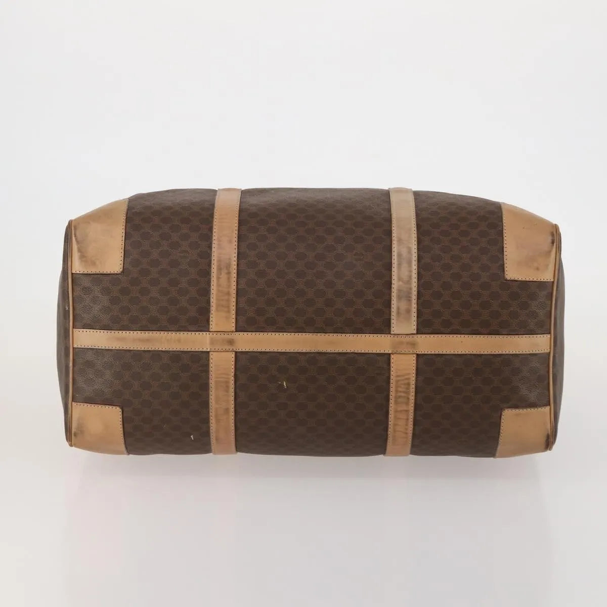 Celine Vintage Duffle Macadam Coated Canvas, Brown, Canvas, Travel Bag