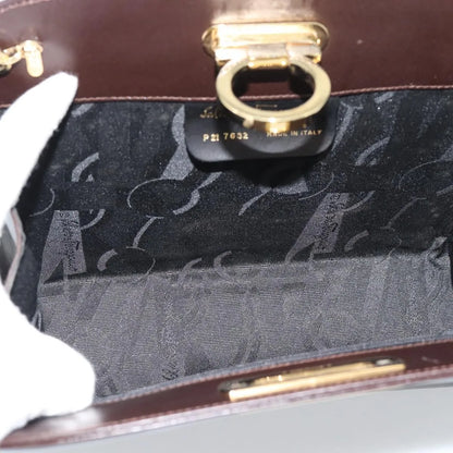 Salvatore Ferragamo Vintage Gancini Chain Leather, Brown, Leather, Shoulder Bag