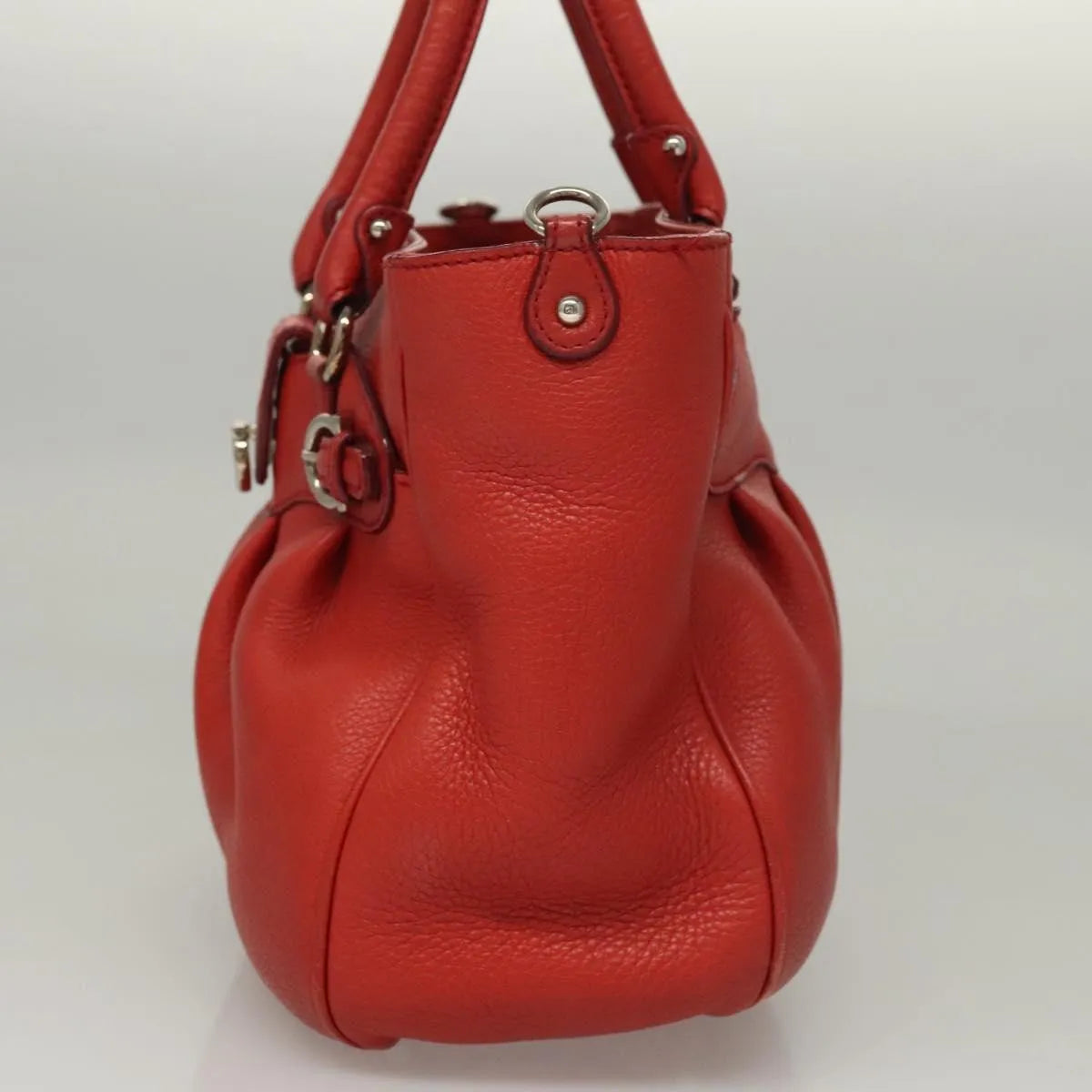 Salvatore Ferragamo Gancini Handle Tote Leather, Red, Leather, Handbag