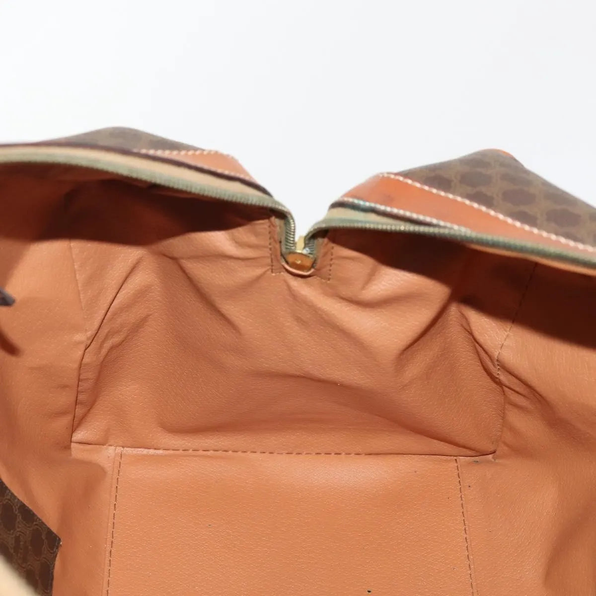 Celine Vintage Duffle Canvas and Leather, Brown, Canvas, Travel Bag