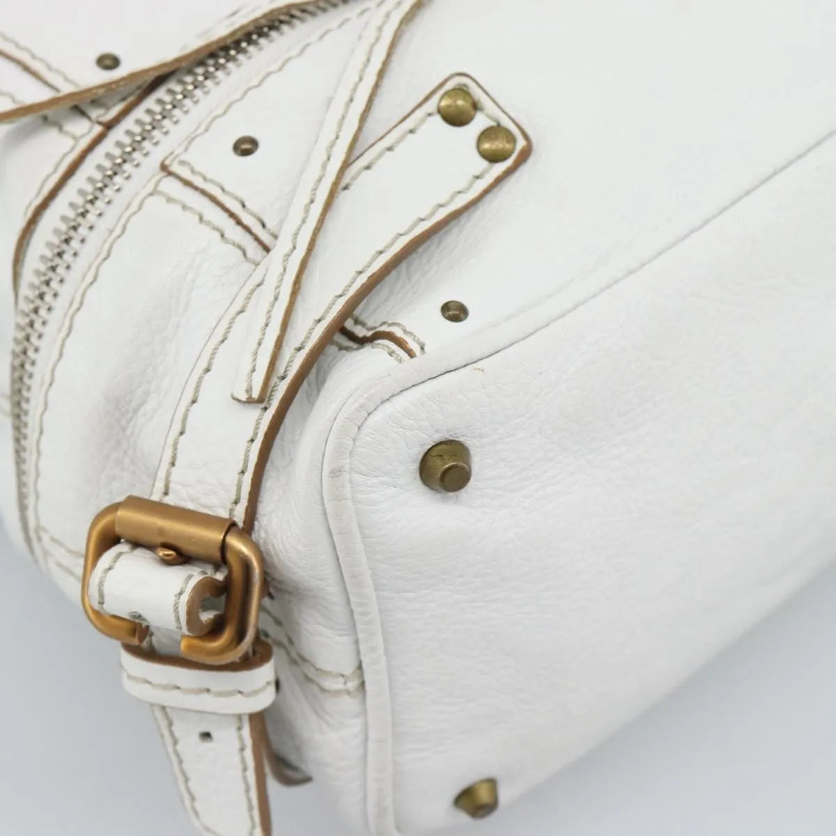 Chloe Paddington Lock Tote Leather, White_gold, Leather, Tote Bag