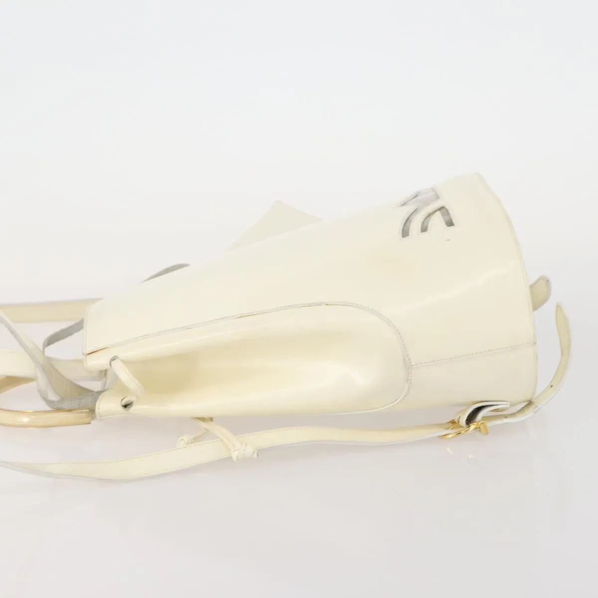 Salvatore Ferragamo Vintage Patent Leather, White, Patent Leather, Backpack