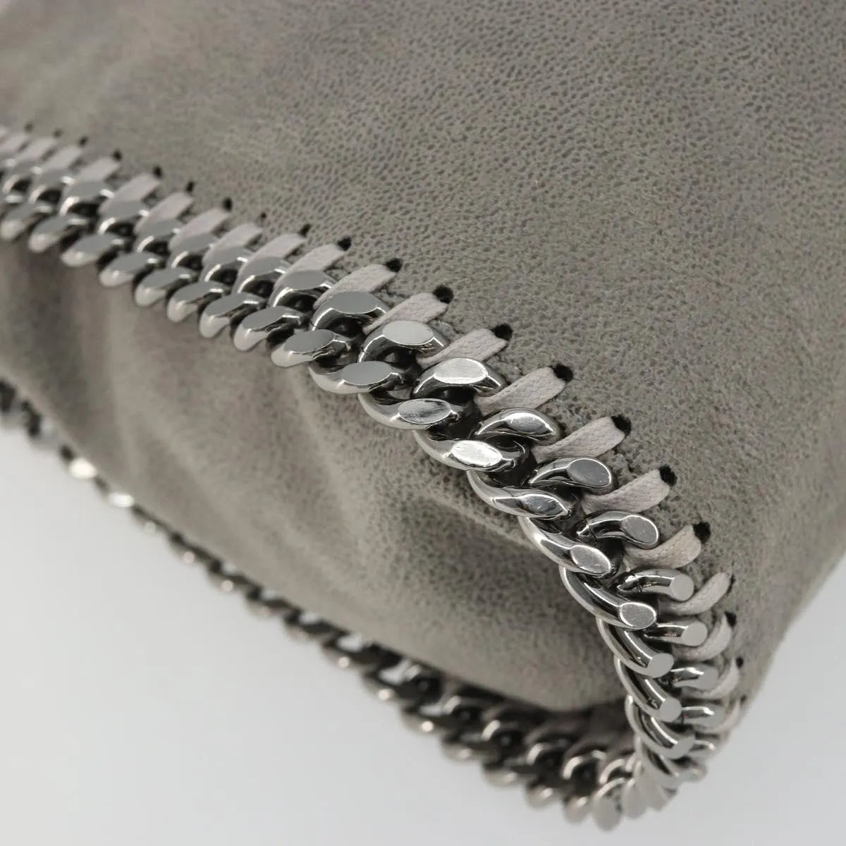 Stella McCartney Falabella Fold Over Faux Leather, Gray, Polyester, Shoulder Bag