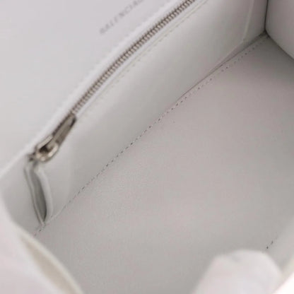 Balenciaga Hourglass Top Handle Leather, White, Leather, Handbag