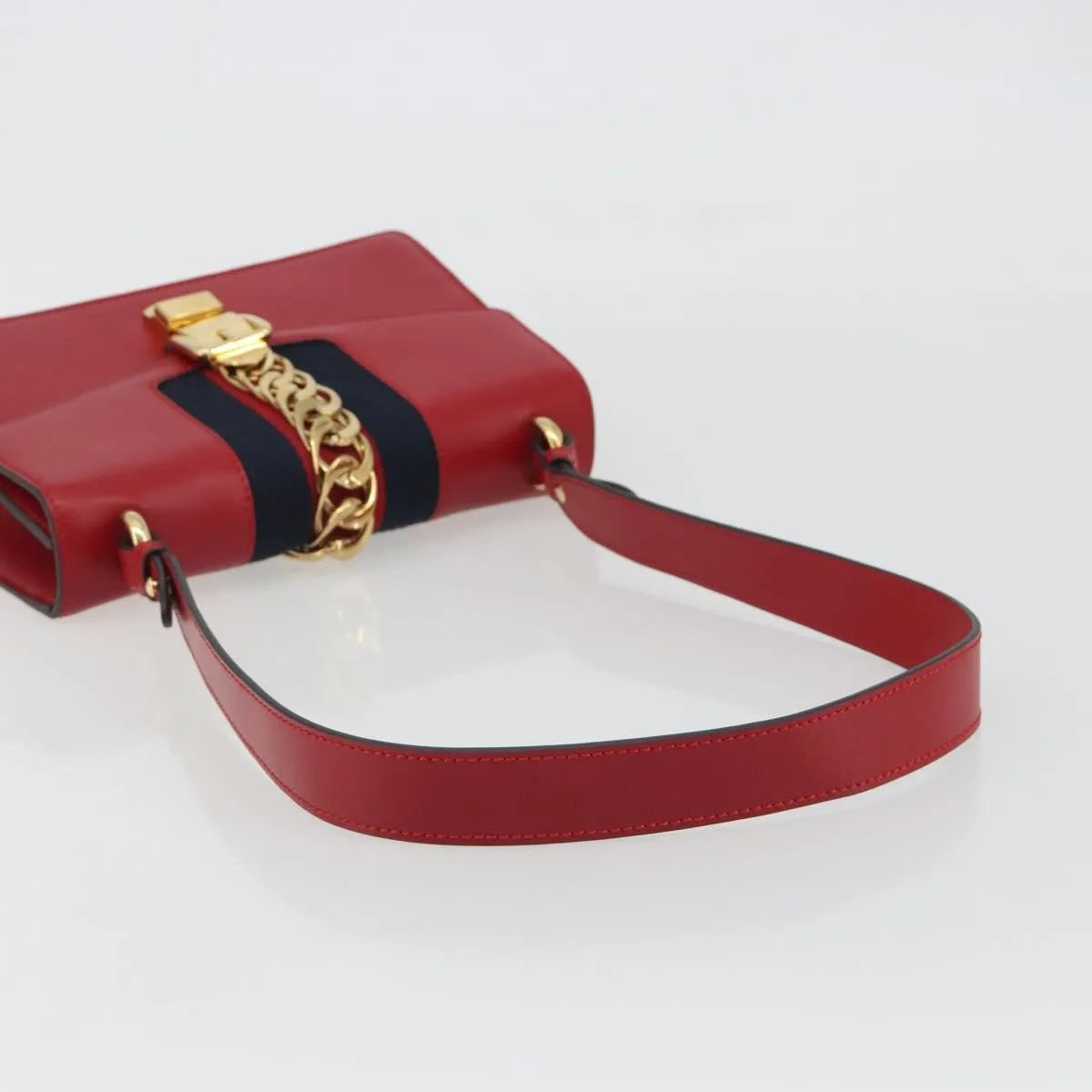 Gucci Sylvie Leather, Red, Leather, Shoulder Bag