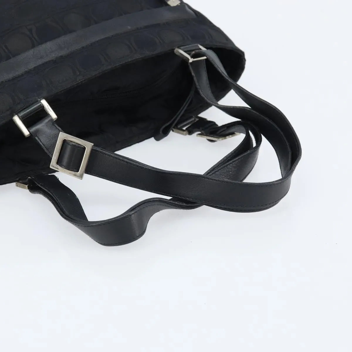 Salvatore Ferragamo Gancini Tote Gancini Canvas, Black, Nylon, Tote Bag