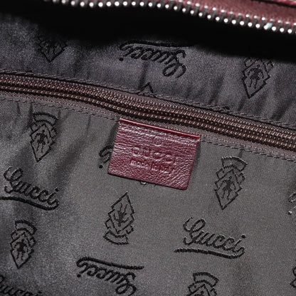 Gucci Logo Crest Messenger Leather, Burgundy, Leather, Shoulder Bag