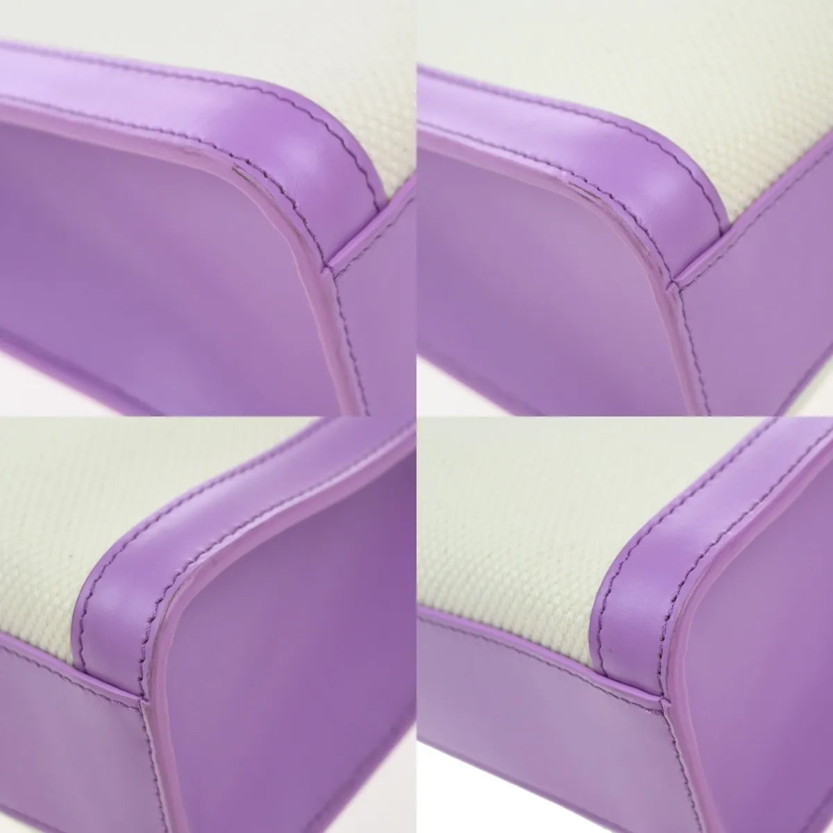 Celine Vertical Cabas Tote Canvas with Leather, Purple, Canvas, Tote Bag