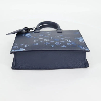 Louis Vuitton Sac Plat Zipped Limited Edition Monogram Ink Watercolor Leather, Blue, Canvas, Handbag