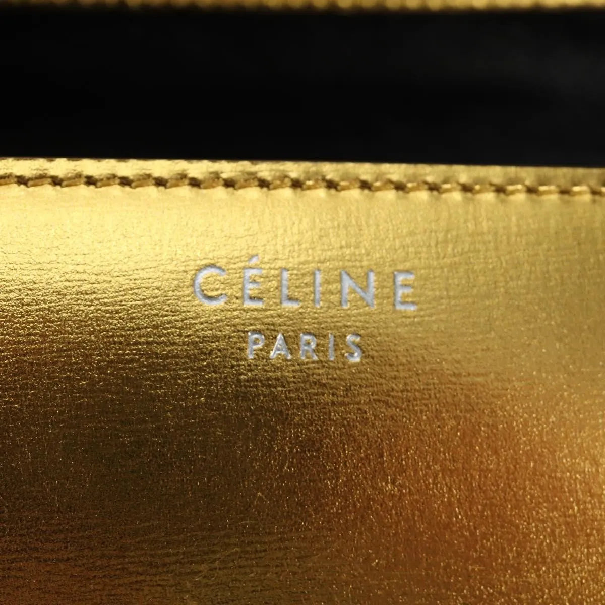 Celine Flap Shoulder Leather, Gold, Leather, Shoulder Bag