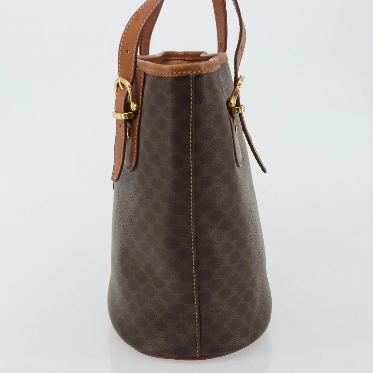 Celine Vintage Macadam Canvas and Leather, Brown, PVC, Handbag