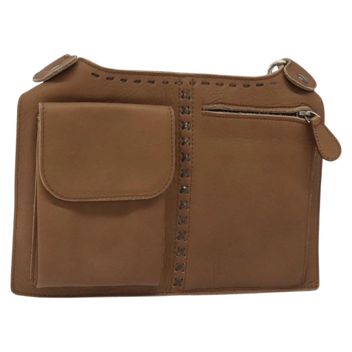 Bottega Veneta Vintage Front Pocket Waist Leather, Brown, Leather, Clutch