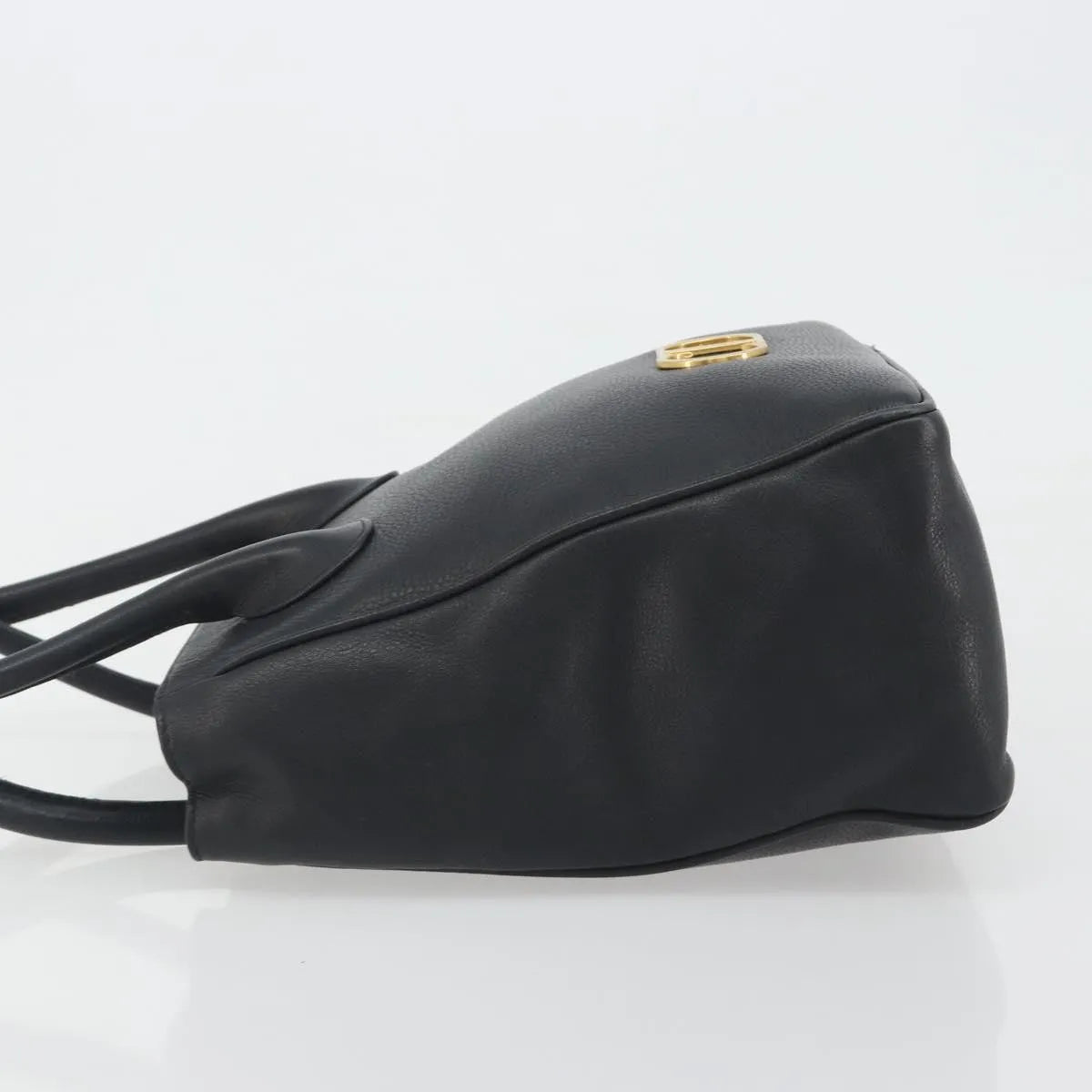 Christian Dior Vintage CD Logo Tote Leather, Black, Leather, Handbag