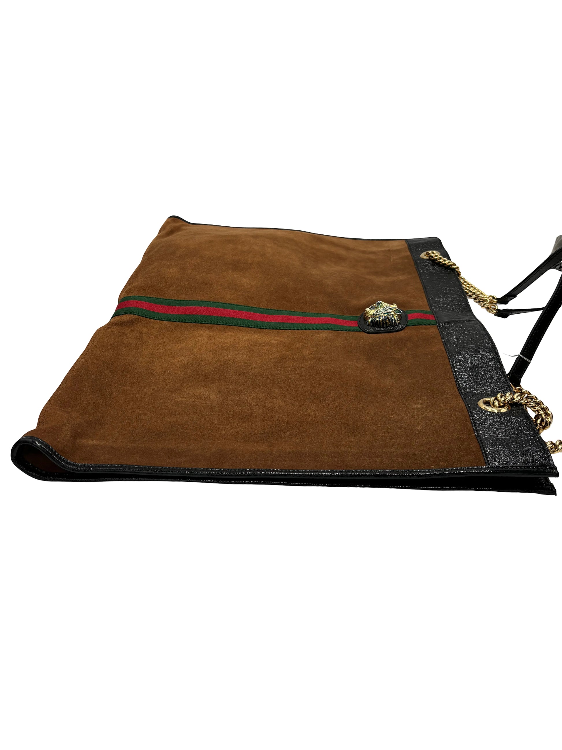 Gucci Rajah Chain Tote Suede, Brown, Suede, Tote Bag