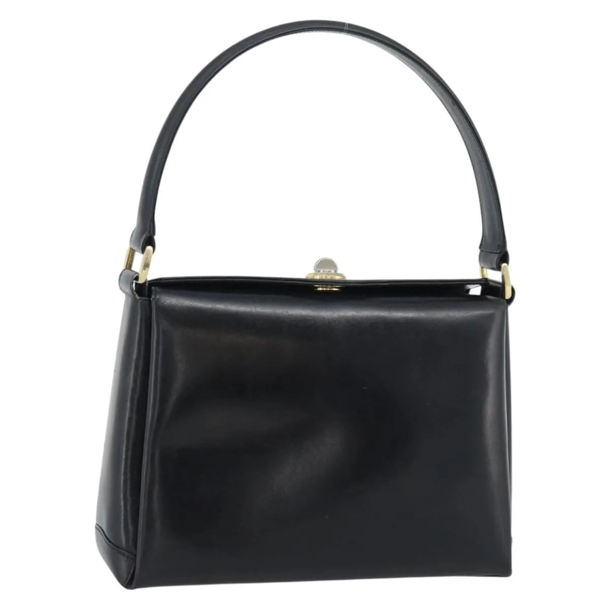 Gucci Vintage Convertible Box Leather, Black, Leather, Handbag