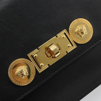 Versace Medusa Flap Chain Leather, Black, Leather, Shoulder Bag