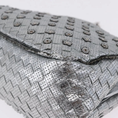 Bottega Veneta Intrecciato Shoulder Leather, Silver, Leather, Shoulder Bag
