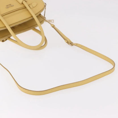 Prada Cuir Frame Double Zip Tote Saffiano Leather, Yellow, Leather, Tote Bag