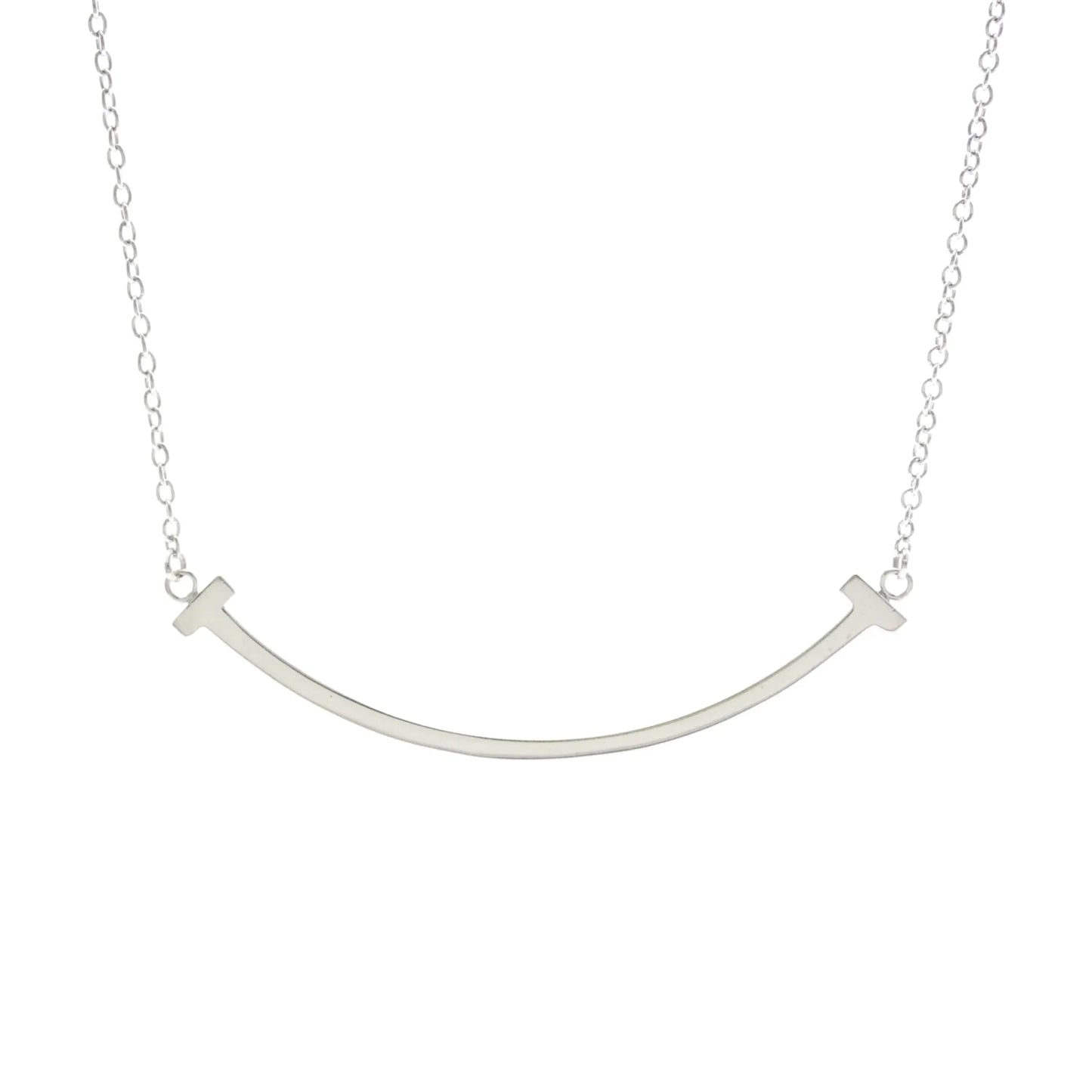 Tiffany & Co. T Smile Pendant 18K White Gold, Silver, White Gold, Necklace