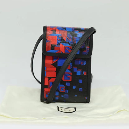 Gucci Flap Printed Coated Canvas, Black, PVC, Shoulder Bag