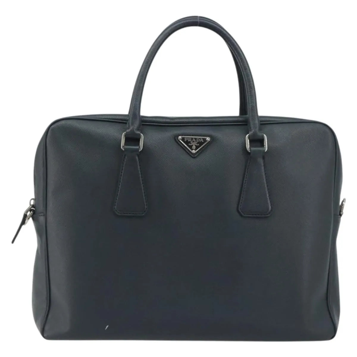 Prada Zip Around Saffiano Leather, Navy, Leather, Briefcase