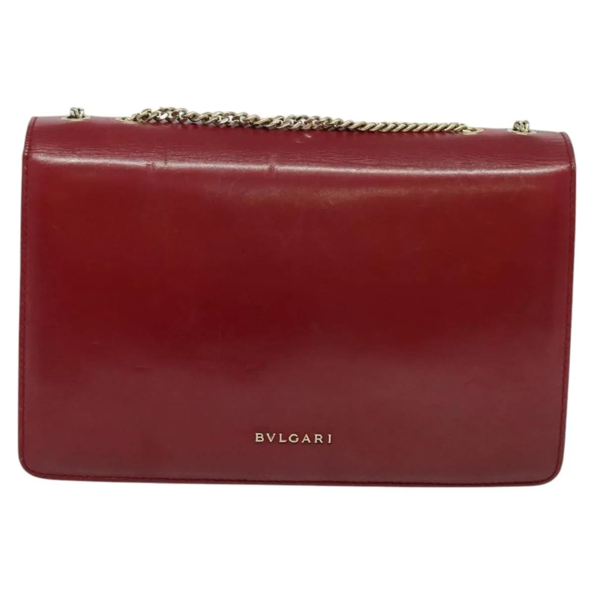 Bvlgari Signature Leather, Red, Leather, Shoulder Bag