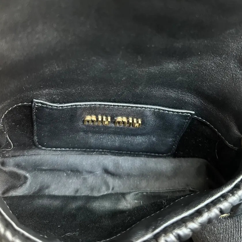 Miu Miu Nappa Matelassè Leather, Black, Leather, Handbag