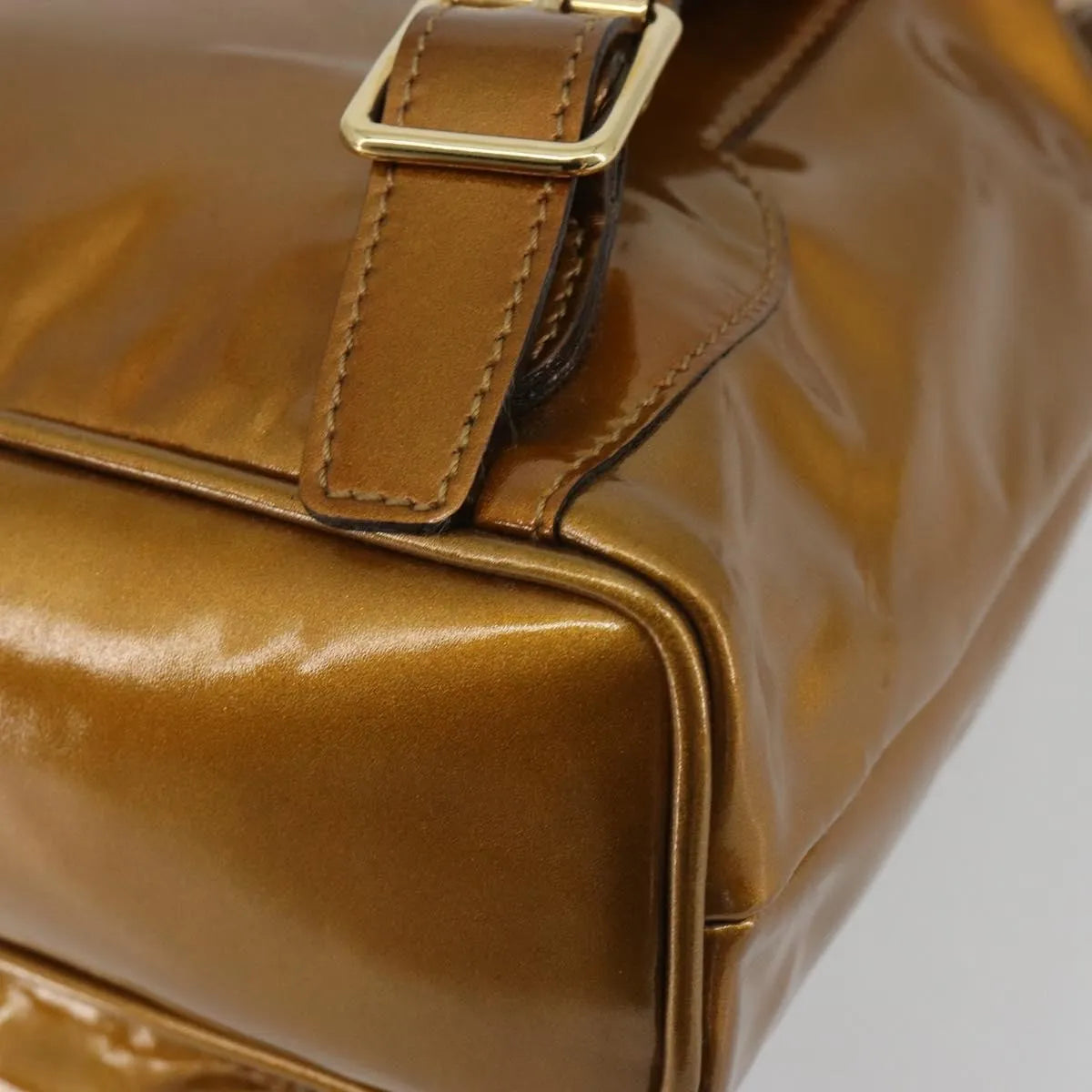 Gucci Vintage Bamboo Patent, Gold, Patent Leather, Backpack