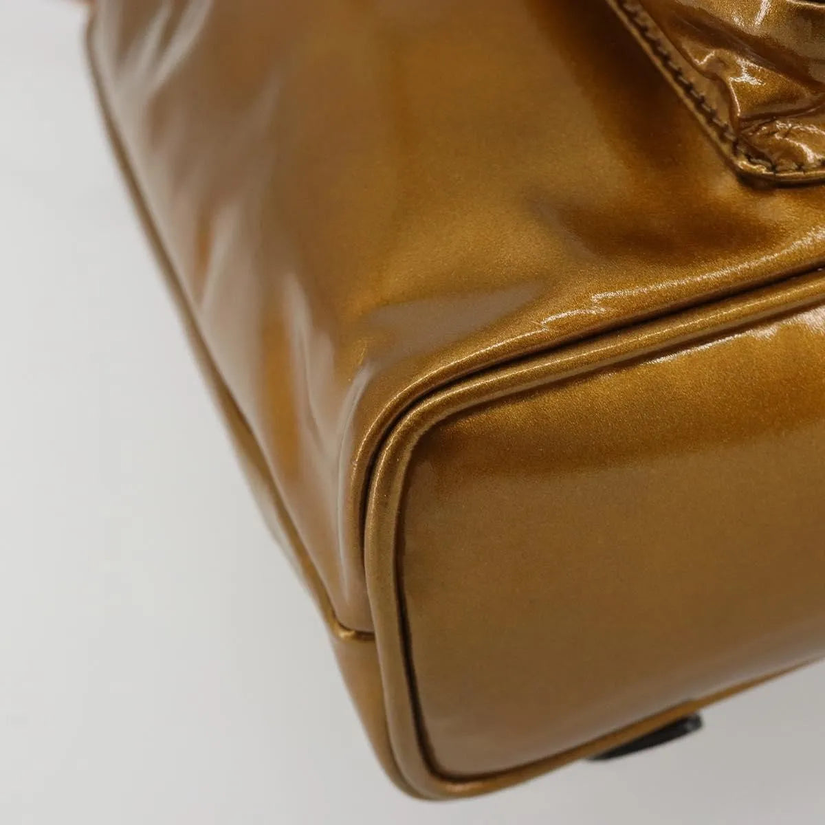 Gucci Vintage Bamboo Patent, Gold, Patent Leather, Backpack