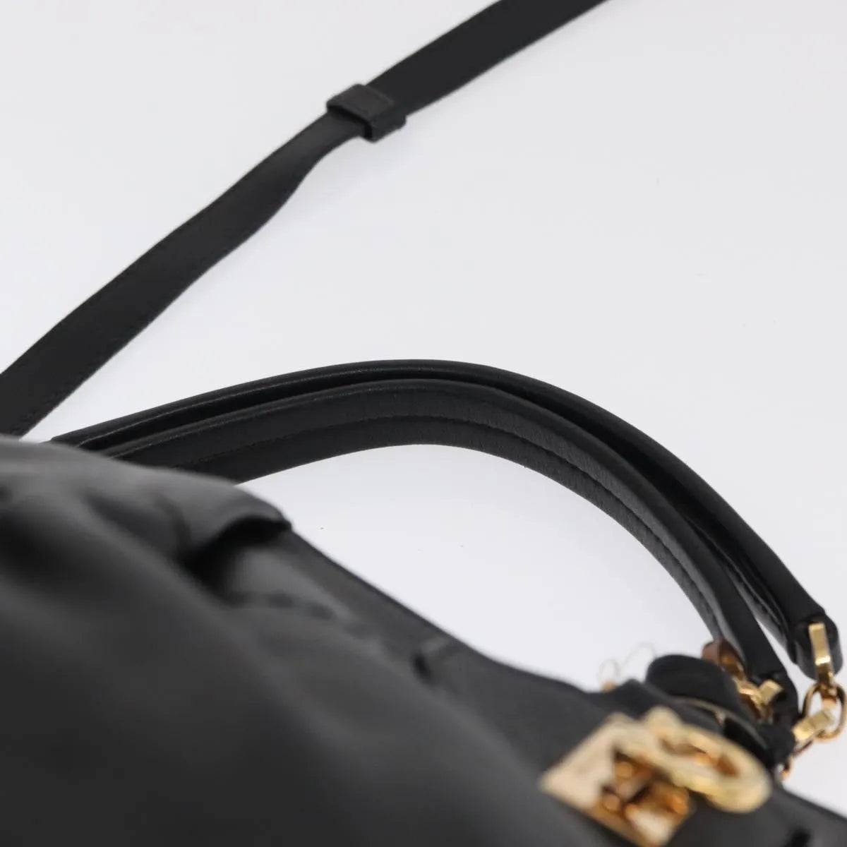 Salvatore Ferragamo W Chain Tote Leather, Black, Leather, Handbag