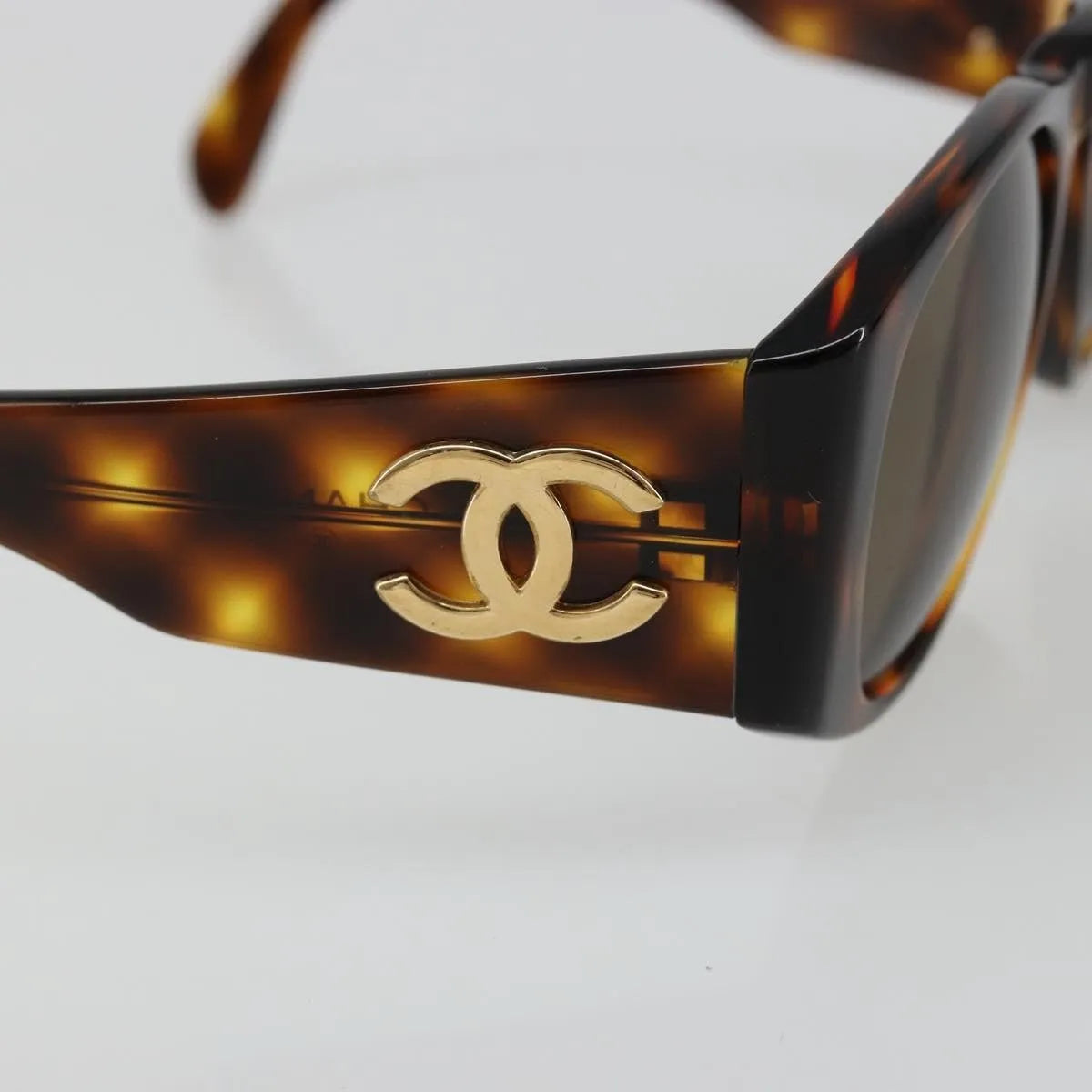 Chanel Coco mark barette Gold plated, Brown, Plastic, Sunglasses