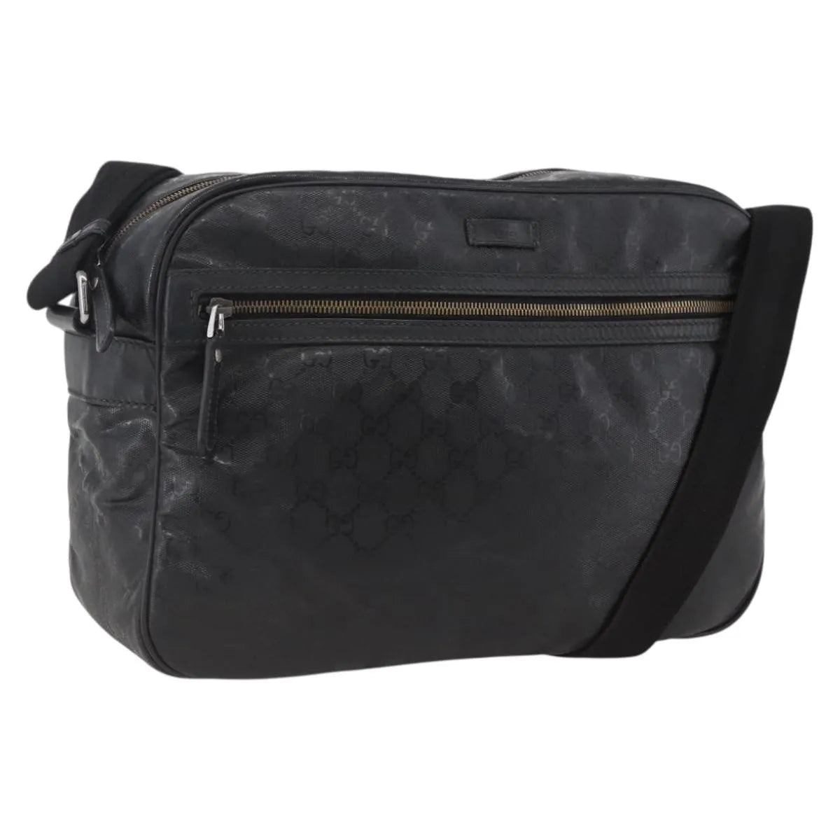 Gucci Zip Messenger GG Imprime, Black, Canvas, Shoulder Bag