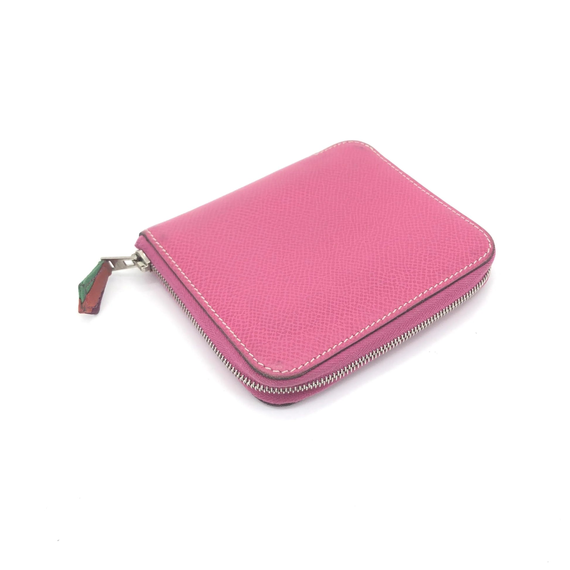 Hermes Azap Silkin Epsom Leather Silk, Pink, Calfskin, Wallet