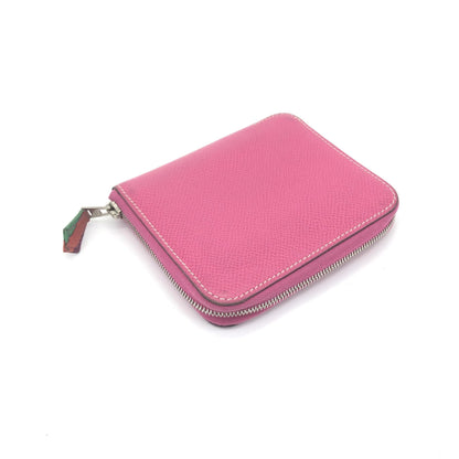 Hermes Azap Silkin Epsom Leather Silk, Pink, Calfskin, Wallet