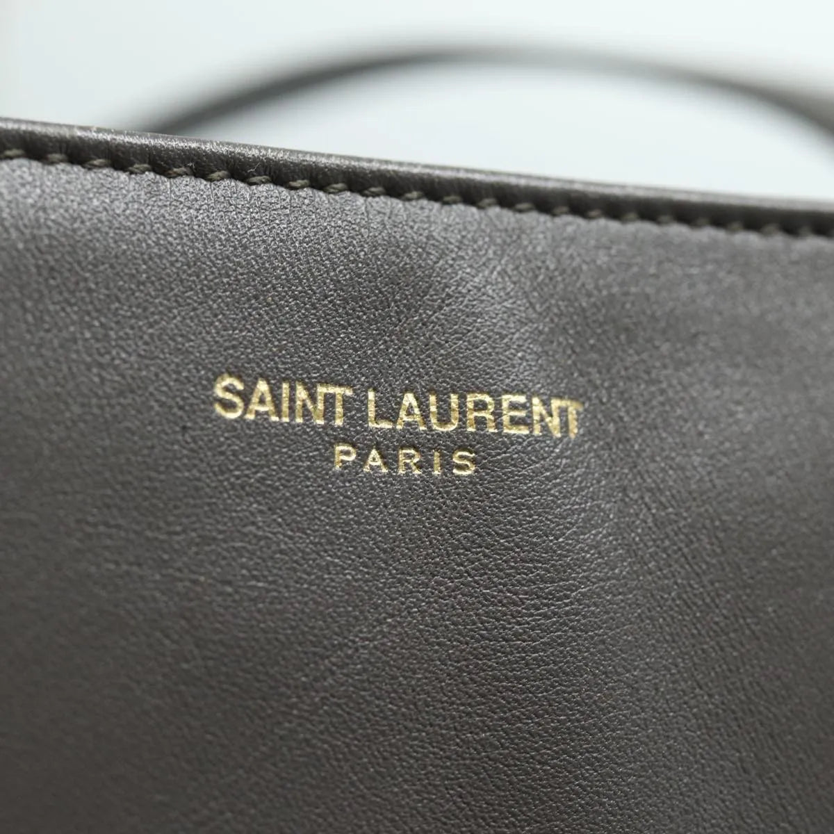 Saint Laurent Reversible North South Shopper Tote Leather, Gray, Leather, Tote Bag