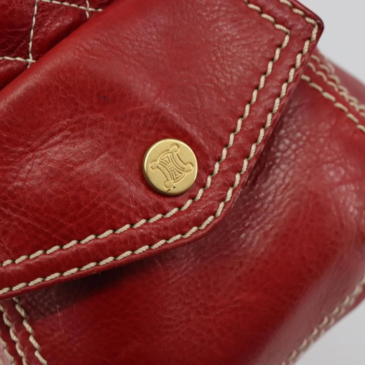 Celine Boogie Satchel Leather, Red, Leather, Handbag