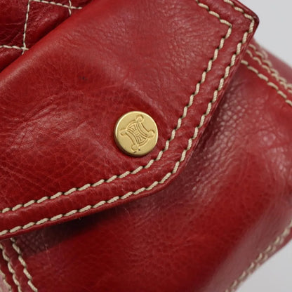Celine Boogie Satchel Leather, Red, Leather, Handbag