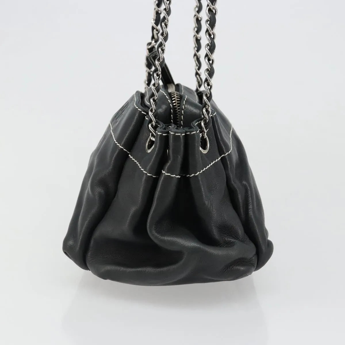 Chanel CC Shoulder Bag Leather, Black, Leather, Handbag