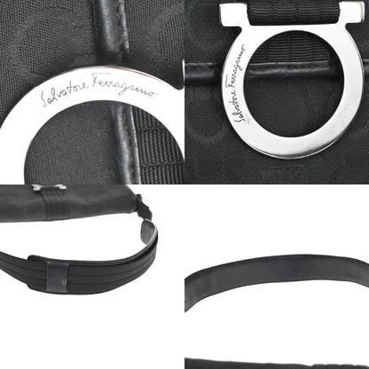 Salvatore Ferragamo Gancini Canvas, Black, Canvas, Shoulder Bag