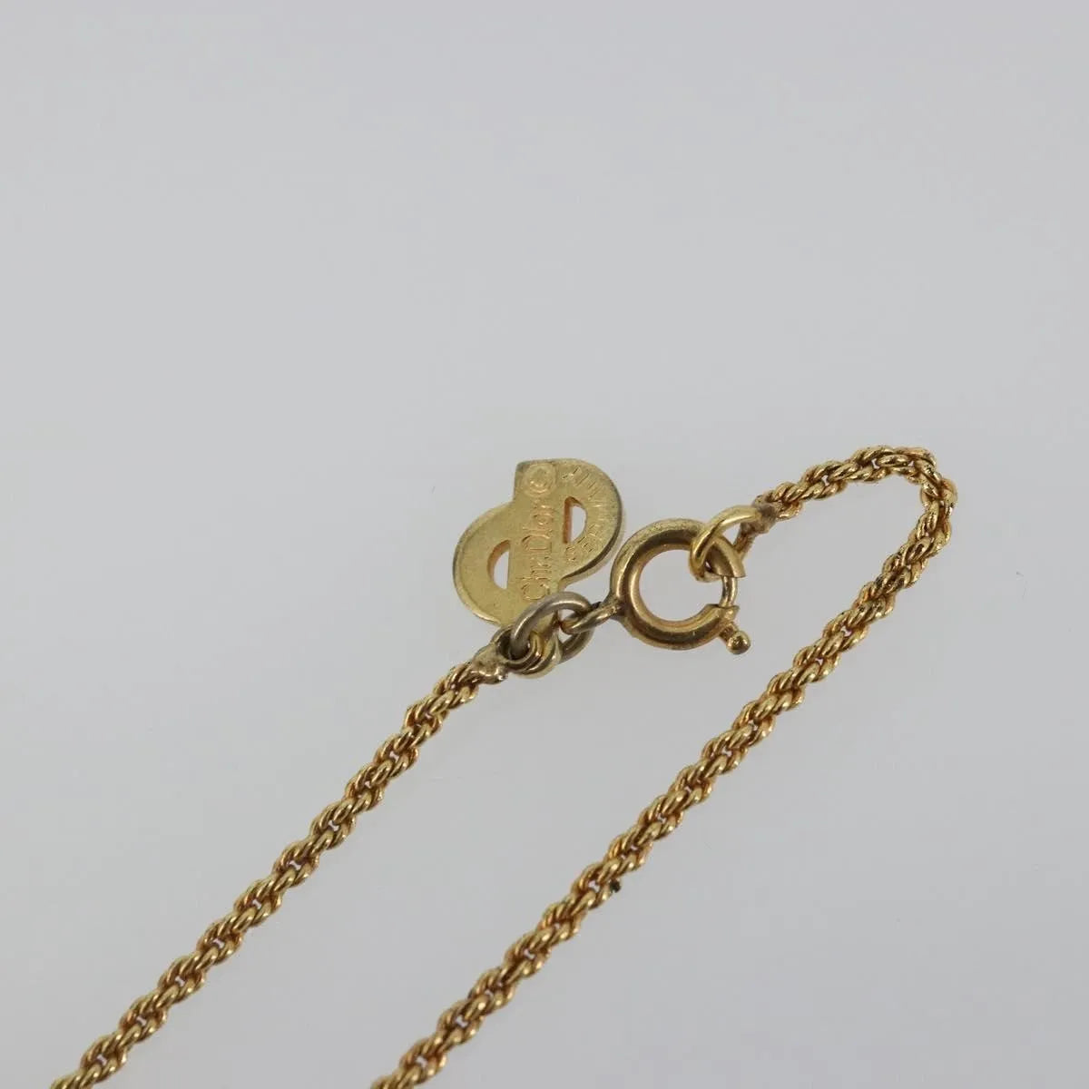 Christian Dior CD Round Pendant Metal, Gold, Metal, Necklace