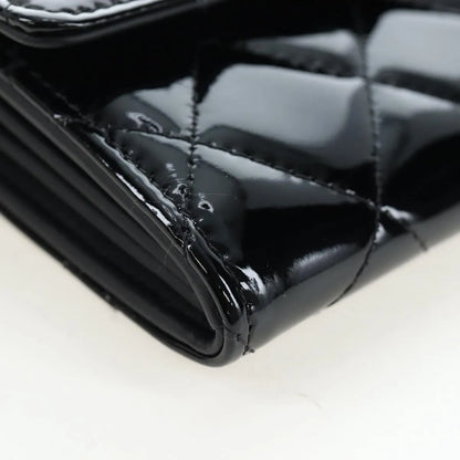 Chanel CC French Flap Quilted Patent Leather, Black, Patent Leather, Wallet