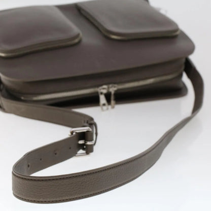 Louis Vuitton Naxos Leather, Gray, Leather, Shoulder Bag