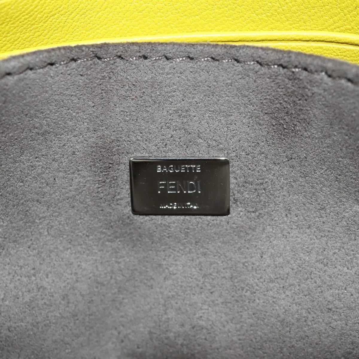 Fendi Monster Baguette Leather and Fur, Yellow, Leather, Handbag