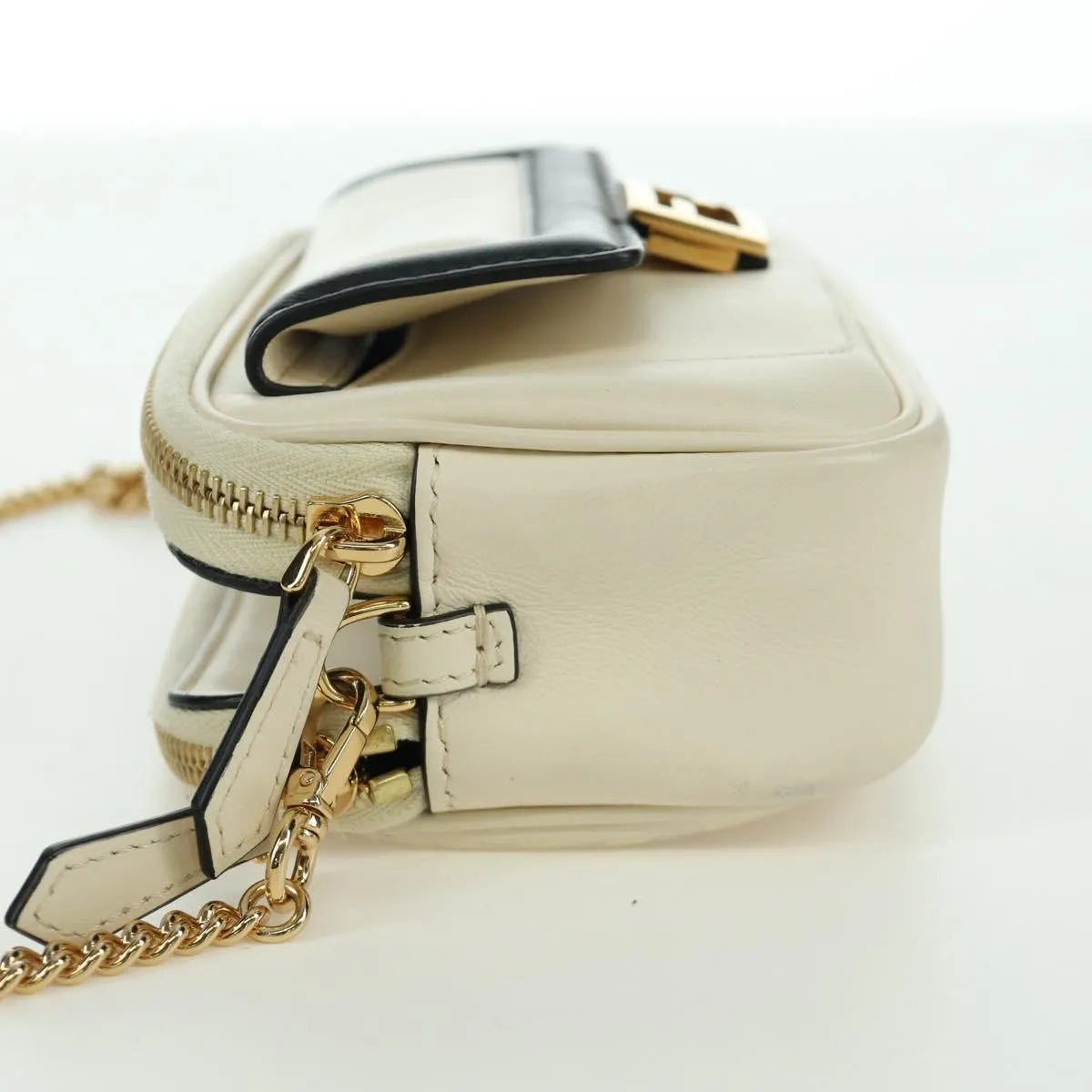 Fendi Easy 2 Baguette Leather, Beige, Leather, Crossbody Bag