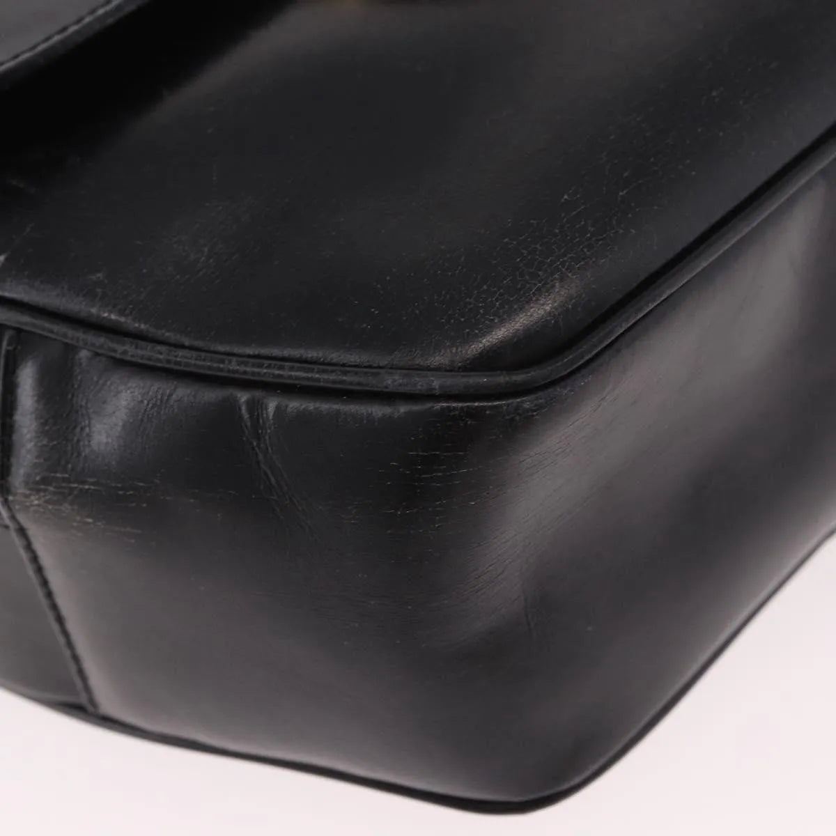 Celine Vintage Circle Logo Leather, Black, Leather, Shoulder Bag